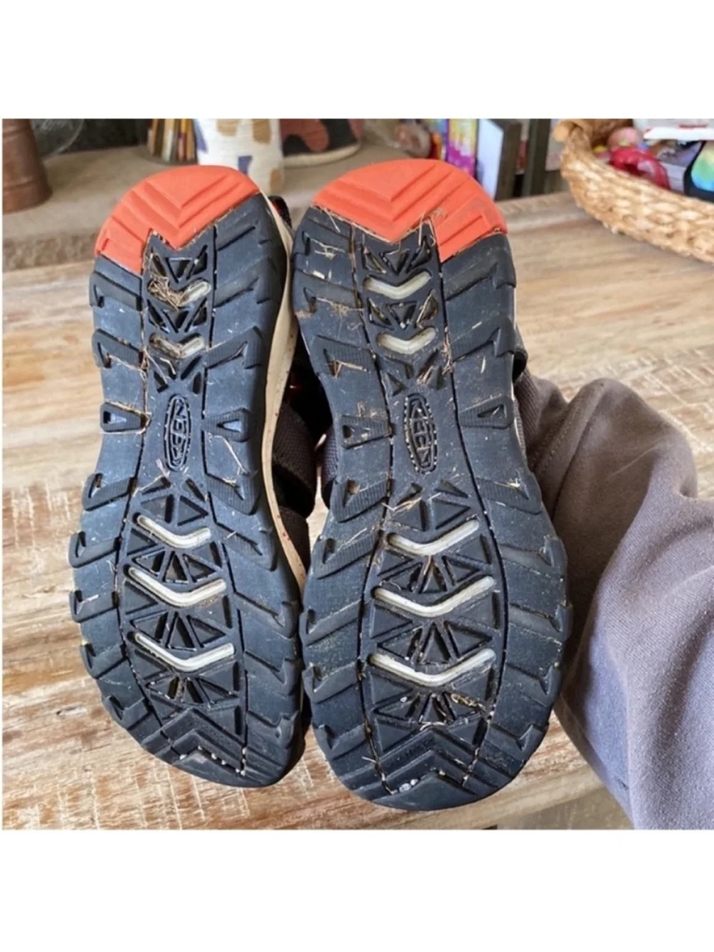 Keen Gray Sandal with Orange Accents